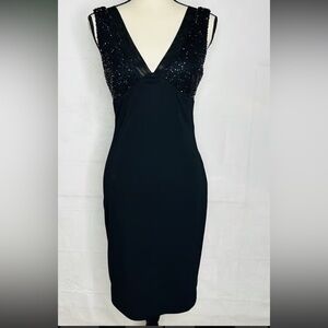 Cache Black Formal Evening Beaded Dress Size 4